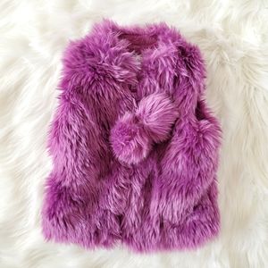 Fuzzy faux fur purple vest